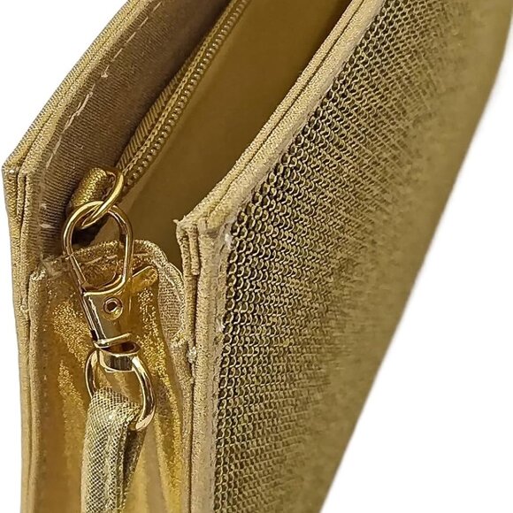 Large Satin Wristlet Clutch Bag for Women Rhinestones Evening Party Purse - Picture 3 of 6